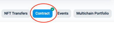 Contract tab on Arbiscan, between NFT Transfers and Events